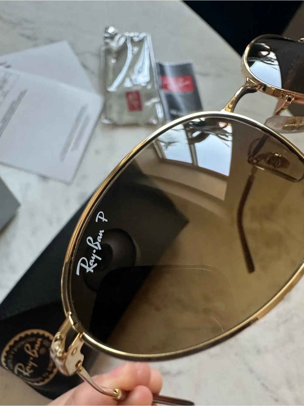 New in box Ray ban woman polarized sunglasses Arista Gold brown 56/18 RB 3734